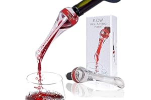 FLOW BARWARE Nalewak do napowietrzacza do wina | Napowietrza wino w kilka sekund, niekapiący aerator do czerwonego wina z wylewką 150 stopni ułatwiającą nalewanie, świetny gadżet barowy i prezent na wino