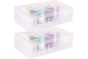 CAIYLAI Organizzatore per bobine di filo da cucito, contiene 42 bobine, 2 pezzi, porta filo di cotone, vuoto, scatola da cucito in plastica a tenuta stagna, per cucito e ricamo, trasparente (trasparente)