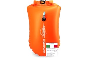 LimitlessXme Boa gonfiabile per nuoto arancione & Sacca stagna – Sicurezza durante il nuoto, in acque libere e per il triathlon. Boa galleggiante, Swim Buoy Bubble