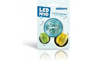 alldoro 60342 – LED YoYo Ø 6 cm, lysande nybörjare, Jojo av plast, nybörjare, Yo Yo med ljuseffekt för barn från 3 år, för inomhus och utomhus, inklusive batterier, blandade i 4 färger