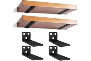 YFCVIP 4 inch Floating Shelf Brackets, 4 Pack Heavy Duty L Shelves Support Wall Mounted Industrial Metal Brackets Hardware Supports for Shelves Support DIY | Holds 150+lb (1/5 Inch Thicked)
