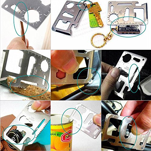 Wallet Ninja 11 in 1 Multi-Tool, WaterLuu Kreditkarten-messer Sei immer vorbereitet mit dem Multi-Tool mit 11 Funktionen, Silber - 4