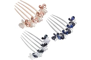 LQIOACU LQI 3 pezzi pettine per capelli con strass a forma di fiore accessori da sposa pettine laterale per capelli in cristallo opale fermaglio per capelli a denti lunghi