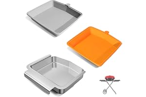 SAFBBCUE 62006 Abtropfschale für Napoleon TravelQ 285 Sreies TravelQ PRO285-BK Q285X-RD-1-A PRO285X-BK TQ285-BL-1 TQ240-BL Grillteile Silikon-Tasseneinlagen / Edelstahl-Fettfänger für Napoleon 2-Brenner Grill