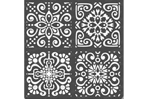 CrafTreat Moroccan Tile Stencils for Crafts Reusable Vintage - Moroccan Tiles Stencil - Size: 6X6 Inches - Pattern Stencils for Furniture Painting Vintage - Decorative Fabric Stencils for Card Making