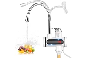 HOUSINN Grifo Eléctrico con Calentador de Agua para Cocina, Baño, Camper, 220V 3000W Grifo Eléctrico de Acero Inoxidable, Ind