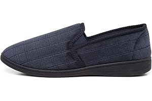 The Slipper Company Mens Navy Check Full Slipper