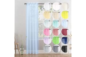 Megachest single panel slot top sheer voile curtain(baby blue, 56" wideX63 drop 1 Panel)