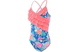 Aisyee Maillot de Bain Fille 1 Piece Maillot de Bain à Volants pour Enfant Fille Maillot de Bain Fille 3-16 Ans