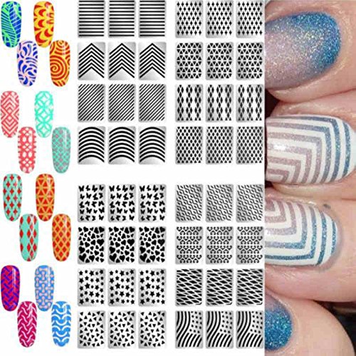 Nagelaufkleber Vinyls Nail Art Maniküre Spitzen Schablone DIY Stanz Werkzeuge Zufallsmuster - 3