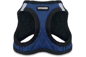 Voyager Step-In Plush Dog Harness – Soft Plush, Step In Vest Harness for Small and Medium Dogs by Best Pet Supplies - Harness (Royal Blue Faux Leather), M (Chest: 16-18")