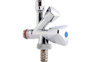KOOBON Valvola angolare combinata autosigillante, attacco a parete da 1/2", attacco per tubo da 3/8", valvola angolare cromata con attacco per tubo per acqua fredda e calda, valvola angolare