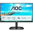 AOC 27B2AM - 27 inch FHD Widescreen Monitor, 4ms, VA Frameless Design, LowBlue Mode, Flicker free, Speakers (1920 x 1080 @ 75Hz, HDMI 1.4 x 1, VGA),Black