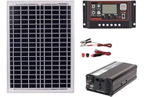 Fanuse 18V20W Panel Solar 12V / 24V Controlador 1500W Kit Inversor Ac220V, Adecuado para Sistemas De Generación De Energía De Ahorro De Energía Solar Al Aire Libre Y En Casa Ac220V, 60A
