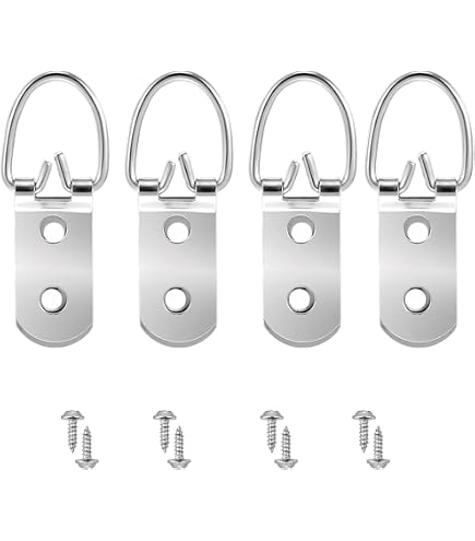 4 X D-Ring-Bilderaufhänger Mit Schrauben – Stark, Silber – Für Bilderrahmen Bis 90 Kg