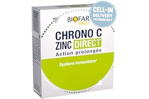 BIOFAR – CHRONO-C ZINC - Complément Alimentaire - Système Immunitaire - Goût Fruité - Sans Sucres ni Colorant Artificiel - 14 Sticks Orodispersibles (Sans Eau) - 28 g