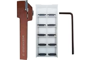 Hunricho 1 pezzo 1/2 di pollice MGEHR1212-2 di alta qualità portautensili con 10 pezzi MGMN200 piastre di taglio reversibili per acciaio (MGEHR1212-2+ MGMN200)