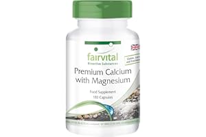 Fairvital | Premium Calcium with Magnesium - Bulk Pack for 3 Months - HIGH Dosage - 180 Capsules - with Oyster Shell Powder
