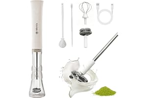 MinVix® Milk Frother Handheld, 2-in-1, Rechargeable Electric Matcha Whisk Foam Maker with Stand, 3 Speed Powerful & Quiet Coffee Mixer for Latte, Hot Chocolate Stirrer, Egg Blender, Protein Shakes
