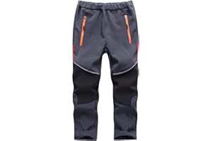 Echinodon Kinder Softshellhose mit Reflektor Gefüttert Hose Wasserabweisend Winddicht Atmungsaktiv Jungen Mädchen Outdoor Wandern Freizeit Hose Herbst Winter
