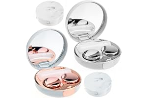 AMJKEJI Pack of 2 Contact Lens Containers, Mini Contact Lens Case, Contact Lenses, Storage Travel Set for Contact Lenses, Portable Contact Lenses, Soaking Case with Mirror (Rose Gold + Silver), Rose Gold,