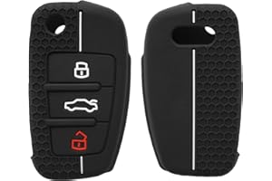 kwmobile Carcasa Compatible con Llavero de Audi Llave de Coche Plegable de 3 Botones Funda - Funda para Mando de Coche de Silicona - Negro/Blanco