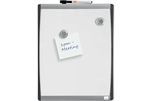 Nobo Piccola Lavagna Magnetica con Cornice ad Arco, Montabile a Parete, Include 1 x Pennarello, Magneti e Cuscinetti Adesivi in Gomma Piuma, per Casa / Ufficio, 280 mm x 335 mm