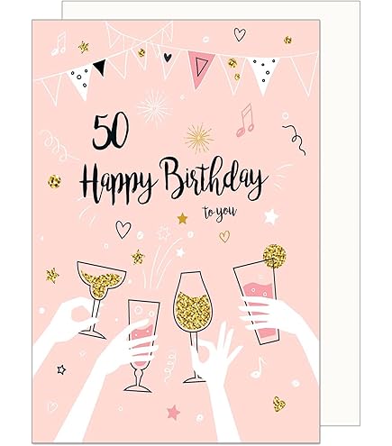 Biglietto Auguri 50° Compleanno - Con Busta - Scritta In Tedesco Happy Birthday - Certificazione FSC - 3
