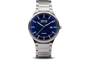 BERING Herren Solar Uhr | Armbanduhr 39 mm Titangehäuse und Zifferblatt | Titanband mit Titanelementen | 10 ATM | 15239