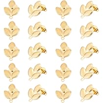 PandaHall Lot De 20 Clous D'Oreilles En Bois De Noyer En Forme De Cœur Avec 20 Écrous En Plastique - Fabrication De Bijoux