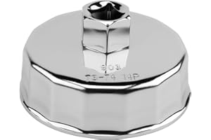 GEU Oil Filter Wrench 74mm 14 Flute Aluminum Alloy Oil Filter Cap Removal Tool Car Engine Socket Remover for 3/8" Ratchet 27mm Socket Compatible with BMW Audi Mercedes Chery Golf Santana and More