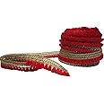 PREMDAS LACES Red And Golden Color Lace Gota Patti Design Machine Made Embroidery Lace Border With 1.2 Cm With 9 Mtr Lace Reel (Red)