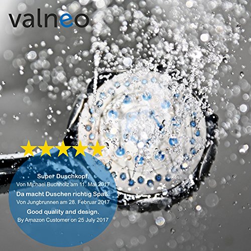 VALNEO Chrome-Duschkopf mit 5 Strahlarten | 2 Jahre Zufriedenheitsgarantie | Multifunktionsduschkopf, Duschbrause, Handbrause, Brause - 5
