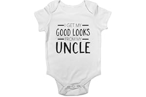 SHOPAGIFT I Get My Good Looks from My Uncle Cute Boys and Girls Baby Vest Bodysuit