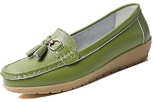 PSUNEY Womens Loafers Soft Leather Casual Walking Penny Flats Boat Moccasins Non-Slip Outdoor Driving Shoes for ladies Comfortable Office Fashion Classic Lightweight Breathable Shoes