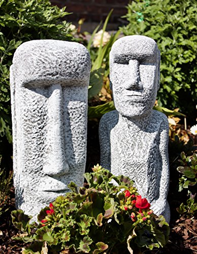 2 Osterinsel Figuren im Set, massiver Steinguss, frostfest bis -30°C