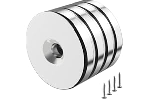 Wukong 4 magnesy mocne, 30 x 5 mm, magnesy neodymowe z otworem, z łbem wpuszczanym, magnesy garnkowe z 4 śrubami M5, do tablicy magnetycznej, szafki kuchennej, lodówki, przestrzeni narzędziowej