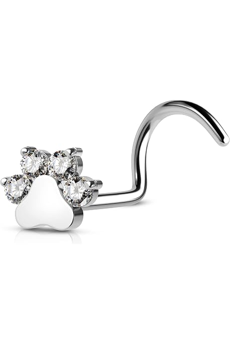 4 Anneaux De Nez En L Acier Inoxydable - 20G (0,8mm) | Piercing Nostril Hypoallergénique Avec Zircon