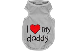 Petalum Haustier Hund welpen süß I LOVE MOMMY Shirt T-shirt Pullover overall mantel samt Kleidung outwear korallen (L, Hell Grau Daddy)