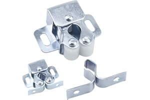 Natuce 12PCS Fermetures de Porte, Ferme-portes, Fermetures à Double Galet pour Porte battante de Meuble, Loquet Porte d'armoire Double Rouleau Catch Loquet de Porte de Placard Catch (Argent)