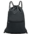 Holyluck Men & Women Sport Gym Sack Drawstring Backpack Bag - Black