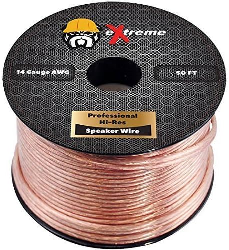 eXtreme Speaker Wire, 14AWG 2-Conductor Stranded Cable (50 Feet, Clear)