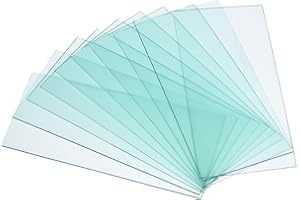 PATIKIL 4.25" x 2" Welding Helmet Lens, 50 Pack Clear PC Weld Hood Protective Replacement Covers Right Angle for Universal Used