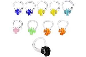 Bessy shop Pince-Nez de Natation,10 Pièces Nose Clip Natation en Silicone Imperméable Protecteur de Clip Nez de Natation Pince-Nez Protecteur pour Adultes et Enfants 7 Couleurs