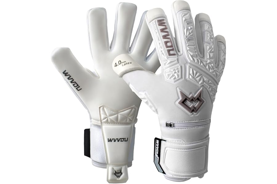 WVVOU Football Goalkeeper Gloves for Adults and Youth, High Performance Football Gloves with 5 Detachable Fingersave, Goalie Gloves with 4mm Sticky Latex Palm