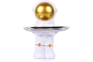 oliruim Ciotola a forma di astronauta in oro bianco con scultura astronauta per ingresso, ciotola per chiavi, piatto per caramelle da ufficio e decorazione per interni da uomo