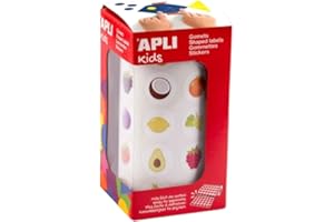 APLI Kids 19714 - Gommettes en rouleau - 900 Autocollants de Fruits, Idéal pour Écoles, Maternelles et Ateliers d'enfants - Adhésif Permanent - Dimensions : 20mm - 16 fruits différents.