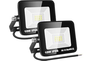 RIGIDON 2x 10W Luci da Esterno, 1000 Lumens Faretto Led, Fari di Sicurezza, Proiettore Led Esterno, Faretti LED Lampada Luce Bianca Freddo 6000K, IP66 Per Giardino Cortile Garage Piazza Officina