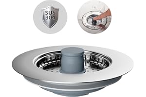 Hibbent Küchenspüle Stopfen,Küche Spüle Sieb und Stopfen Combo, Edelstahl-Shell und Edelstahl-Sieb,Anti-Clogging,Küche Spüle Sieb Stecker,und verhindern Gerüche-Spülen Tiefe > 22mm