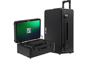 POGA SLY Black - Xbox Series X Premium Gaming Case with Trolley and 24 Inch AOC Gaming Monitor - Black, black, Suitcase